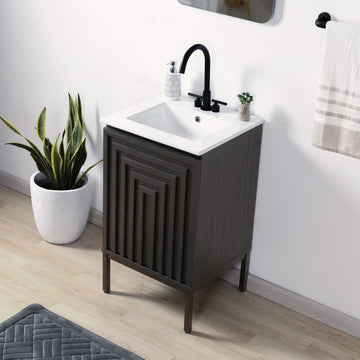 Rowan Geometric Modern Transitional 2-Shelf Bath Vanity Cabinet Only (Sink Basin Not Included) - JONATHAN Y